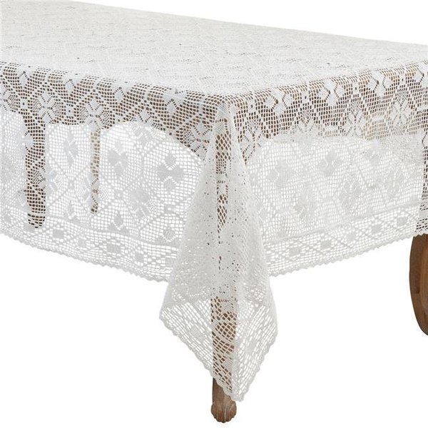 Saro Lifestyle SARO 9820.W65104B 65 x 104 in. Cressida Collection Crochet Design Tablecloth  White 9820.W65104B